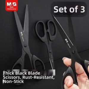 M&G | Black Blade Stainless Steel Non-Stick Anti-Rust Thick Sharp Scissors 3 Set