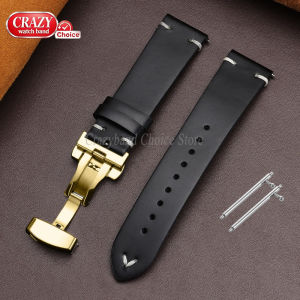 Oil Wax Cowhide Watch Band 18mm 20mm 22mm Genuine Leather for Seiko for Casio for Wolbrook Strap Men Women Universal Wrist Brown
