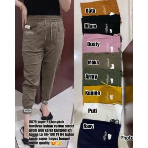 8081 Celana Jogger Import Bangkok List Samping Logo Bordir LP 70-116 Pinggang Karet