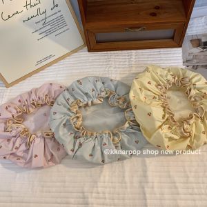 Cherry Waterproof Double-Layer Shower Cap Female Cute Korean Style Bath For Home Bath Keep Dry Kitchen Oil-Proof Smoke Head Cover New Arrival