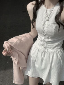Y6Y | Sleeveless White Summer Retro Waist-cinching Mini Dress