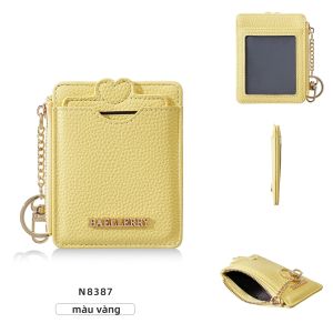 Baellerry | 1 Kẹp Thẻ Mini Hình Trái Tim Có Viền Màu Trơn Họa Tiết Vải Thiều Nhẹ Phong Cách Ins Móc Khóa Di Động Ví Đựng Tiền Xu Tiện Lợi Cho Việc Đi Lại Du Lịch & Đi Học