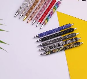 Rhinestone Bling Metal Ballpoint Retractable Black Ink Diamond Pens Office Birthday For Women Meeting Supplies