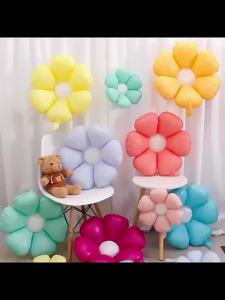 6pcs/set Matt Pink Candy Daisy Balloon Sunflower Daisy Aluminum Foil Balloon Girl Baby Shower Birthday Party Wedding Decoration