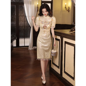 Elegant Chinese Cheongsam Evening Dress Womens Wedding Engagement Banquet Drinking Ceremony Birthday High-End Sparkling
