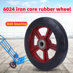8/10 inch rubber tire wheel for pushcart  Heavy Push cart wheel heavy duty big replacement with shafting