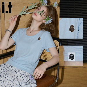 FINGERCROXX | Gray Embroidered U-Neck T-Shirt