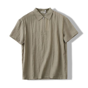Loose Texture Partial Linen Polo Shirt Mens Summer Vintage Turn-down Collar T-shirt Breathable Commuting Short Sleeve
