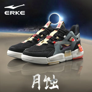 Retro Erke Mens Skate Shoes Thick Bottom Shock Absorption Sports Shoes Breathable Low Top Casual Series round Toe EVA Outsole