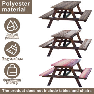 3 Pcs Picnic Table Cover with Bench Covers Elastic Waterproof Polyester Camping Table Cover For Party Picnic Dinner Decoration