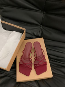 Red French Style Small High Heel Sandals Fairy Shoes 2025 New Popular Summer Skirt Matching Roman Shoes Thin Strap Sandals