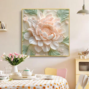 Modern Simple Style Peony Wall Art Decorative Painting Creamy Living Room Dining Table Background Wall Picture Bedroom Decor