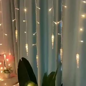 96/162LED Garland LED Icicle Curtain String Lights Droop Outdoor Solar Light String Garden Street Wedding Decorative Lighting