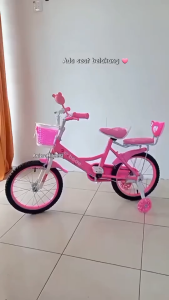 【COD】Kids Bicycle 12/14/16/18 Inch Bike For Kids Children Bike with Front Basket & Back Seat Boys & Girls Toddler Bike for 2-12 Years Adjustable Training Wheels for Safe Riding Bicycle For Kids