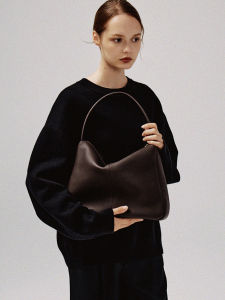 กระเป๋าถือผู้หญิงหนังแท้ Togo ขนาดใหญ่ กระเป๋าสะพายข้างแบบมีซิป ทรงสี่เหลี่ยมอ่อน สไตล์ย้อนยุค กระเป๋าคาดไหล่สำหรับฤดูใบไม้ผลิและฤดูร้อน