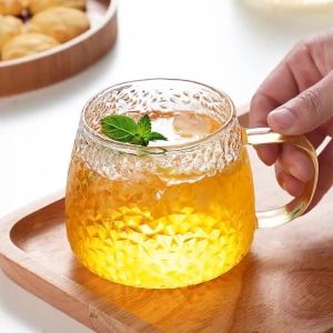 350Ml/400Ml Cốc Cà Phê Thủy Tinh Họa Tiết Búa Có Tay Cầm Chịu Nhiệt Độ Nước Trà Cốc Thân Thiện Với Môi Trường Hộ Gia Đình Drinkware