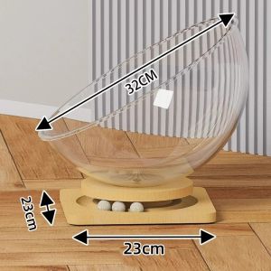 GUOQI | Transparent Acrylic Wooden Cat Bed Space Capsule Rotatable Toy