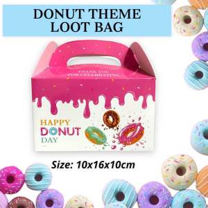 1pc Donut Theme Birthday Party Lollipop Dessert Sweet Candy Land Loot Box Lootbag Lootbox Candybox