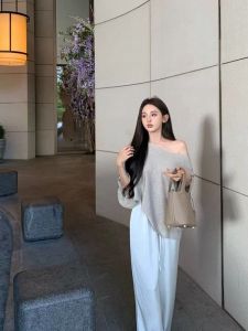 Áo Thun Dệt Kim Tay Ngắn Dáng Rộng Hở Vai Mùa Hè Cho Nữ Áo Len Cardigan Rộng Rãi Thoải Mái Phong Cách Mới 2025