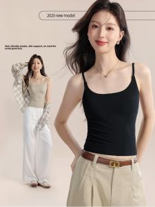 MiiOW | Womens Modal Sleeveless Tank Top With Chest Pad Summer New Style Outerwear Versatile U-Neck Backless Design Thin Strap