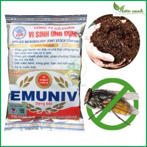 Chế phẩm vi sinh EM EMUNIV dùng ủ phân cá xử lý rác thải hữu cơ 200gr