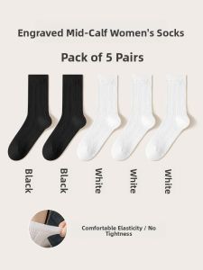 JINGCHI | Sport Cotton Long Socks Black and White