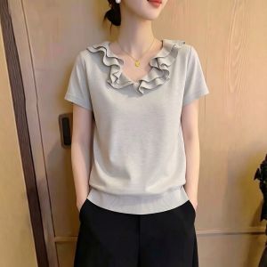 UYFY | Slimming Versatile V-neck Short Sleeve Tee 2026 Summer Female