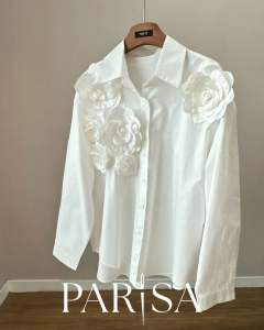 เสื้อเชิ๊ต ดีไซน์แต่งดอกกุหลาบ