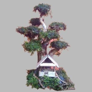 hiasan aquarium replika saung sintetis aquascape bonus moss bisa untuk hiasan luar ruangan