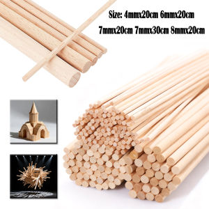 10-60pcs Round Wooden Stick 200/300mm Long DIY Wood Handmade 4/6/7/8mm Diameter Dowel Building Model Woodworking Tool