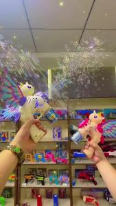 2026 Flying Horse Unicorn Electric Bubble GunColorful Porous Automatic Soap Blower With Lights Summer Outdoor Party Games Toys