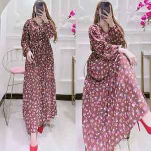 Daster Fufle Busui Dress Kerut Kekinian Bahan Rayon Adem Murah