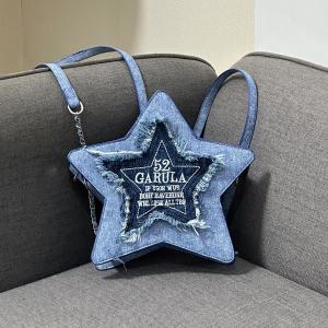 HIATUS Original Design Denim Blue Star Double Shoulder Embroidered Letter Tassel Y2K Crossbody Bag for Youth Casual Scenario