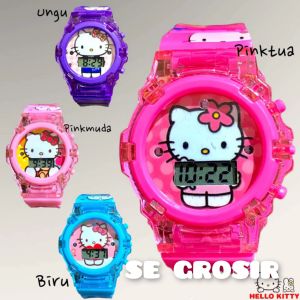 JAM TANGAN ANAK HELLO KITTY JAM TANGAN PEREMPUAN MUSIK LAMPU WARNA WARNI