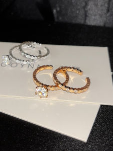 แหวนเพชรแถวเรียงสีไม่ซีดจาง แหวนนิ้วชี้เปิดแบบเปิดสำหรับผู้หญิง แหวนรูปกลวงแบบซิลิคอน แหวนชุด แหวนทรงกลวง