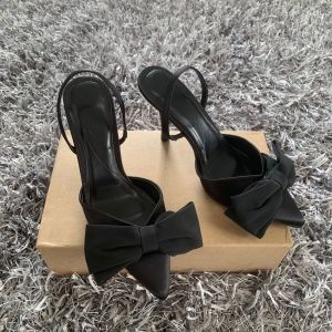 Summer Women High Heels Pumps Pointed Toe Stiletto Female Bow Sandals Party Slingbacks Luxury Heeled Shoes