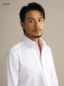 Cultum Mens Business Casual Italian Style Long Sleeve Shirt One-Piece Collar Slim Fit Iron-Free White Dress Shirt