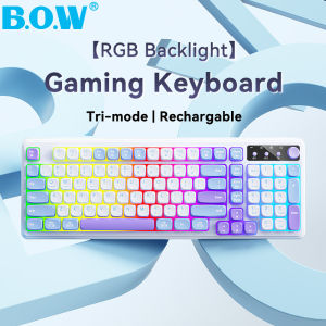 BOW K520 Series Gaming Keyboard Cool RGB Backlight Rechargeable Ergonomic Three-mode Bluetooth Wireless Keyboards with Volume Button 键盘