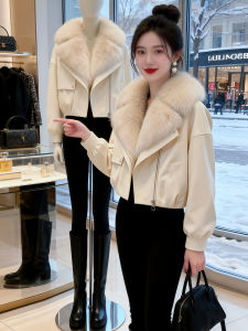 Shalldoer | White Short Female Coat Fleece 2026 Fall/Winter