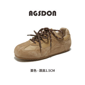 รองเท้าบัลเลต์เดรส Agsdon Ballet Deux สำหรับผู้หญิง ฤดูหนาว 2025 รองเท้าลำลองแบบสวมหัวกลม พื้นยางหนา รองเท้าส้นแบนแบบสวมหัวกลม