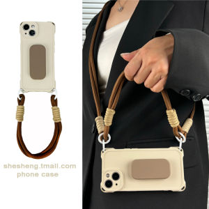 Creative Silicone Phone Case Stand Pressable Crossbody Hanging Rope Anti-fall Wrist Strap for Luxury Sensation
