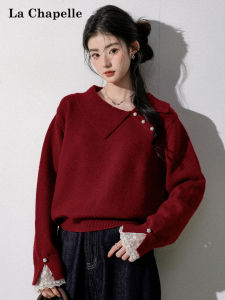 La Chapelle | Quần Áo Knitwear Vintage Mềm Với Ren & Nơ