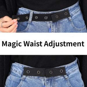 Invisible Jeans Belt Buckle Free Elastic Womens Belt Buckle Extension Elastic Expansion Adjustment Buckle Elastic Men Lazy Belt