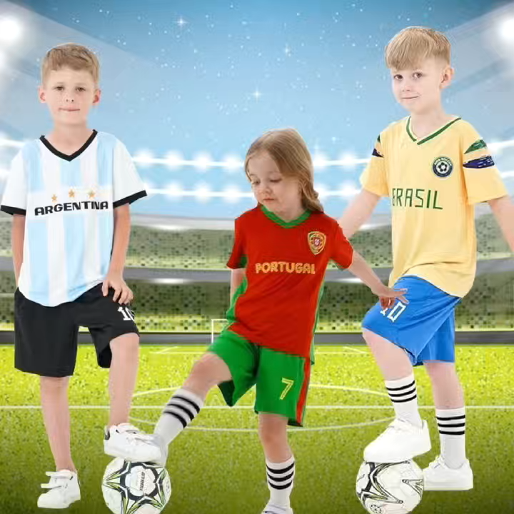 6-12 Soccer Jersey for Kids Boys Brasil Fans Football Uniform Child  Sportswear Short Sleeve T-shirt and Shorts Suit Children's Training Jerseys  set