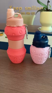 600ml Botol Lipat Silikon Botol Air Anak Portabel Botol Travel Olahraga