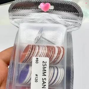 New 80 Pcs Sanding Paper Discs with Metal Nail Drill Bit 0.98inch - Sanding Disc Nail Drill Bits Replacement for Pedicure and Ma