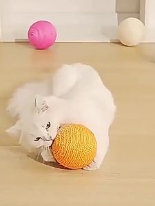 Interactive Sisal Cat Scratching Ball Toy For Kitten Teeth Cleaning Anti Bite 8CM Super Big Cat Ball Sounding Toy Pet Supplies