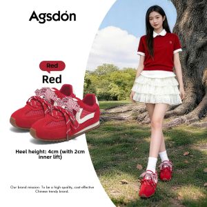 Agsdon | Red Breathable Ballet-style Womens Training Shoes