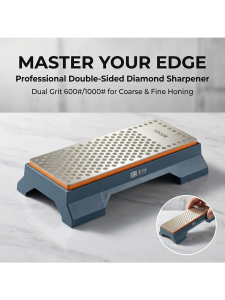Dual-Sided Diamond Sharpening Stone | Coarse 600 Grit / Fine 1000 Grit | with Box