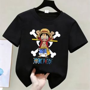 Bandai | One Piece Summer Anime T-Shirts for Boys and Girls Cotton Tops Featuring Luffy Zoro Nami and Chopper - Cute Cartoon T-Shirts